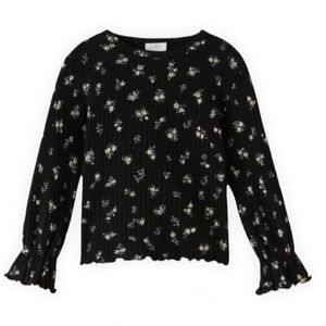 Zara, size 8, Floral Ribbed Long Sleeve Baby doll top